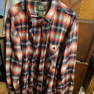 Eddie Bauer Red and Navy Plaid Men's Shirt